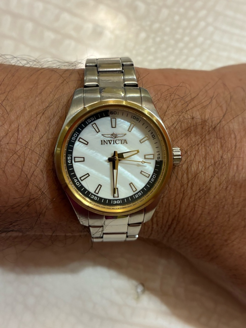Invicta  Two-Tone Silver and Gold Watch with White Dial